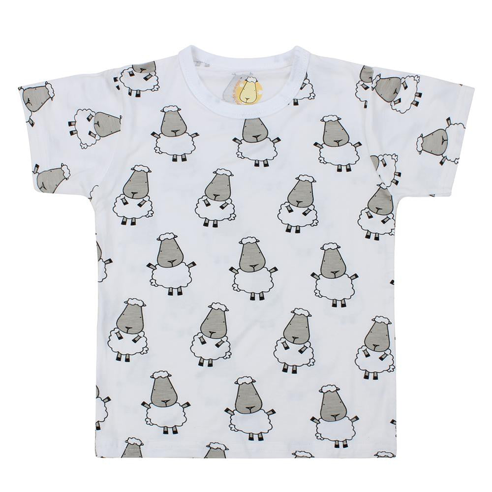 Pyjamas Set Bamboo Short Sleeve White Baa Baa Sheepz / Piyama Dewasa, Baju Tidur Baa Baa Sheepz