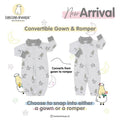 Convertible Gown & Romper  White Baa Baa Sheepz / Romper 2 in 1 Anak Bamboo Cotton Baa Baa Sheepz
