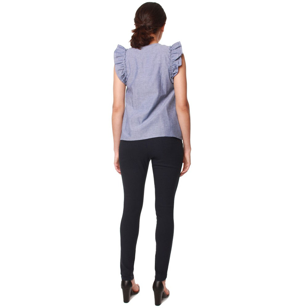 Bove Ruffles Sleeves Daryl Top Blue / Baju Hamil Impor Merk Spring Maternity