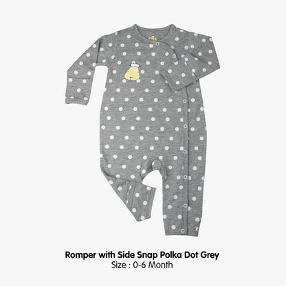 Baabaasheepz Bamboo Romper Side Snap Grey / Romper Kancing Kanan Anak Baabaasheepz