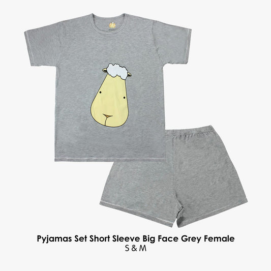 Pyjamas SS Big Face Sheepz Grey Baa Baa Sheepz / Pyjamas Dewasa Set Pendek