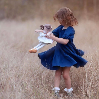 Bonikka Linen Dolls - Bonikka Amelia Lt. Brown Hair Doll in Pink Linen Dress