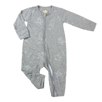 Baabaasheepz Bamboo Romper Zip Grey / Romper Anak Resleting Baabaasheepz