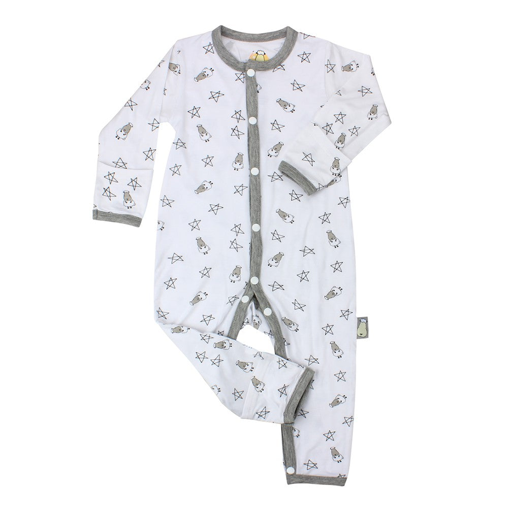Baabaasheepz Bamboo Romper Snap Small Star Sheepz / Romper Lengan Panjang Anak Baabaasheepz