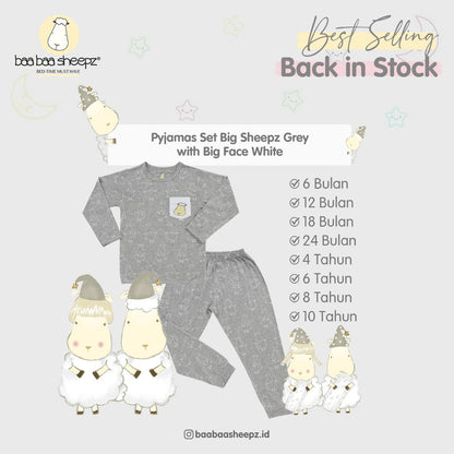 Pyjamas Set Grey Big Sheepz Pocket Baabaasheepz / Piyama Grey Baabaasheepz