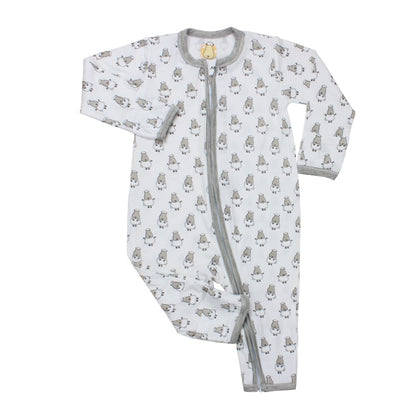 Romper Zipper White Baabaasheepz  / Romper Bayi Resleting Baabaasheepz