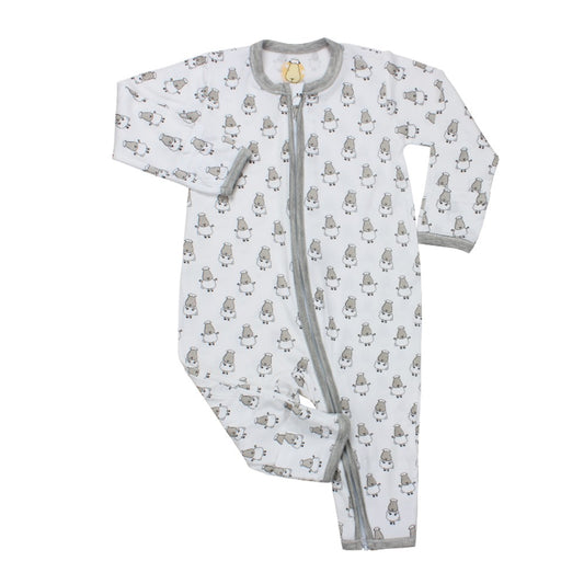 Romper Zipper White Baabaasheepz  / Romper Bayi Resleting Baabaasheepz