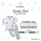 Pyjamas Set White Big Moon & Sheepz + Grey Checkers / Piyama Anaka Baabaasheepz