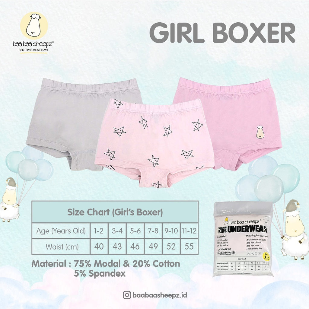 UNDERWEAR GIRL BOXER FOR KIDS BAABAASHEEPZ / CELANA DALAM ANAK