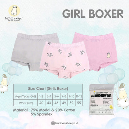 UNDERWEAR GIRL BOXER FOR KIDS BAABAASHEEPZ / CELANA DALAM ANAK