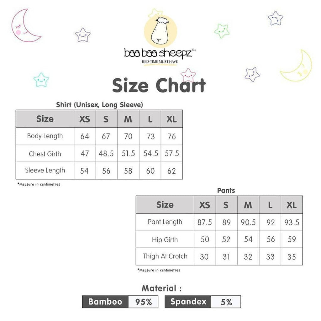 Pyjamas Adult Long Sleeve Big Sheepz White Baa Baa Sheepz / Pyjamas Dewasa / Baju Tidur Baabaasheepz