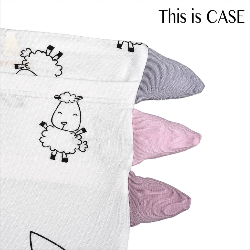Baabaasheepz Buddy Case Cute Big Star & Sheepz White / Sarung Bantal - SMALL 13X30CM