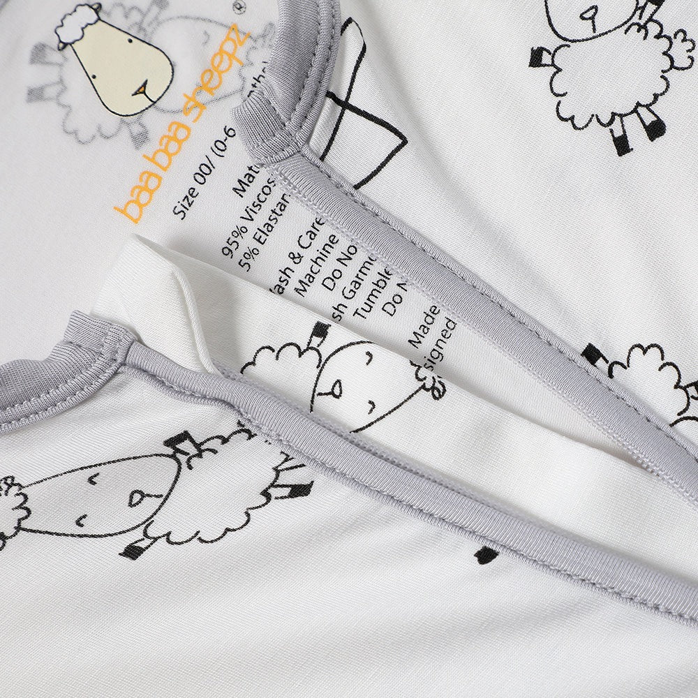 Baabaasheepz Romper Zip Cute Big Star & Sheepz White / Romper Zipper - 0-6 BULAN