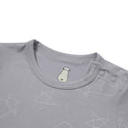 Romper Short Sleeve Cute Big Star & Head Grey / Romper Pendek Anak - 0-6 BULAN