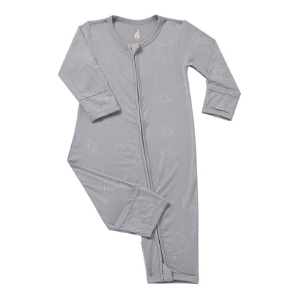 Baabaasheepz Romper Zip Cute Big Star & Head Grey / Romper Resleting - 0-6 BULAN