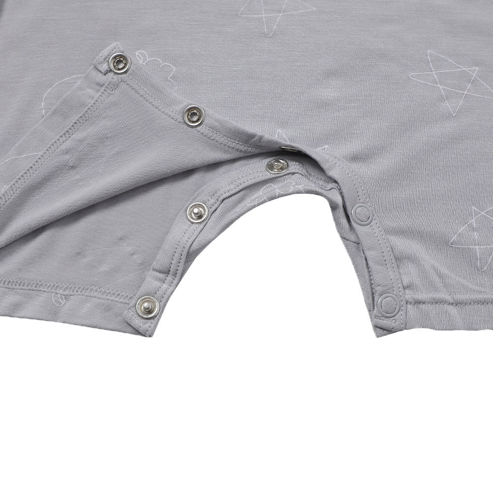 Romper Short Sleeve Cute Big Star & Head Grey / Romper Pendek Anak - 0-6 BULAN