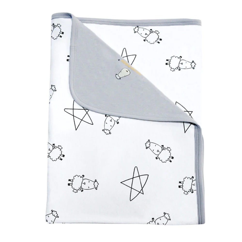Baabaasheepz Double Layer Blanket Cute Big Star & Sheepz White