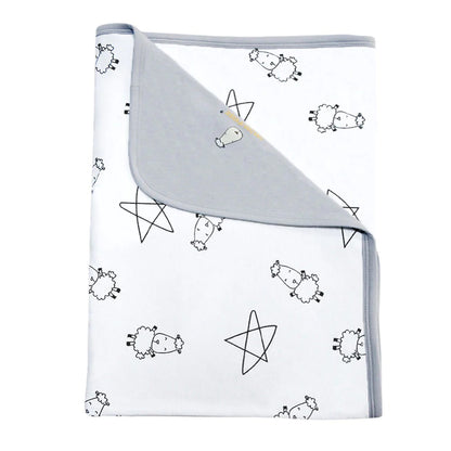 Baabaasheepz Double Layer Blanket Cute Big Star & Sheepz White