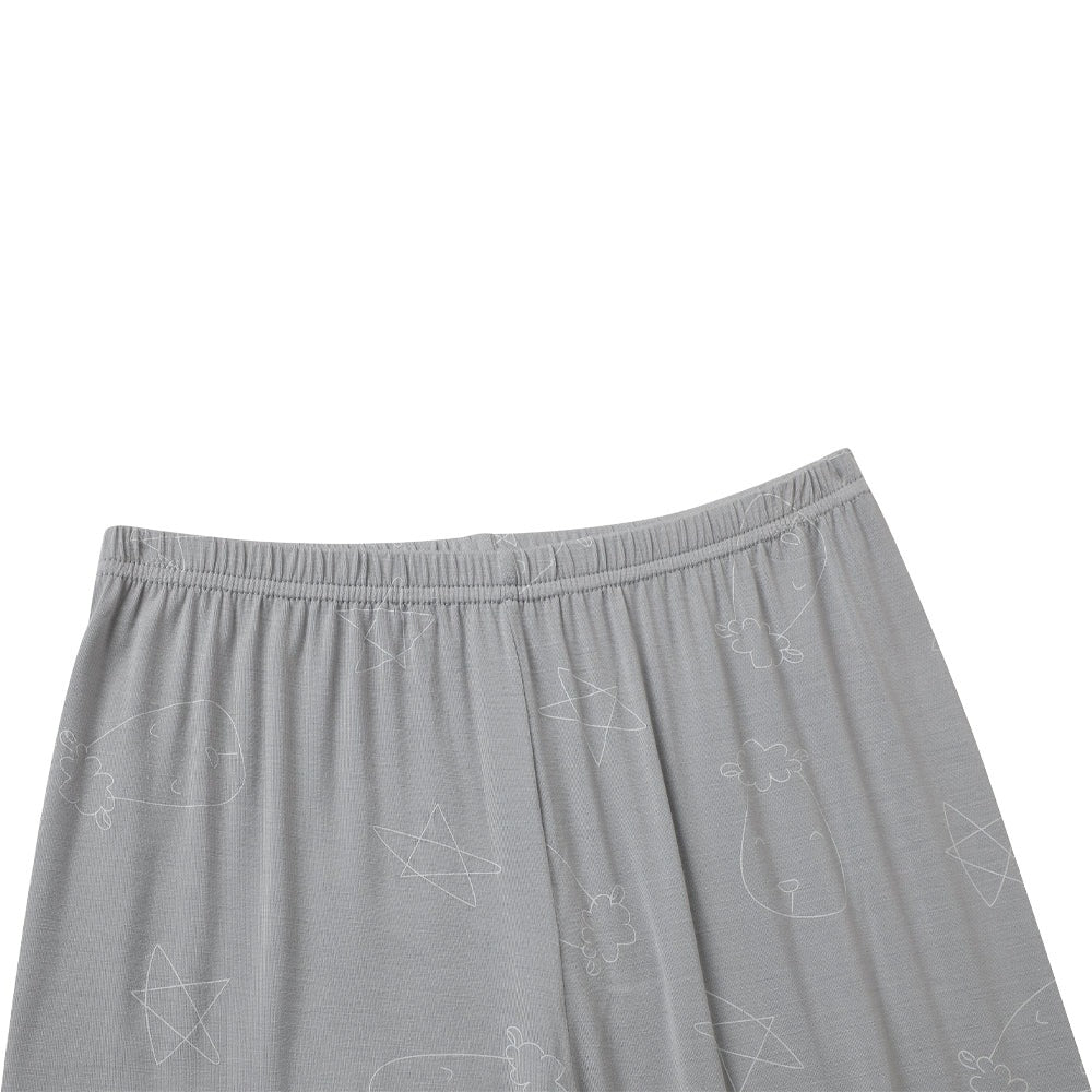 Baabaasheepz Pyjamas Set Short Sleeve Cute Big Star & Head Grey - 0-6BULAN