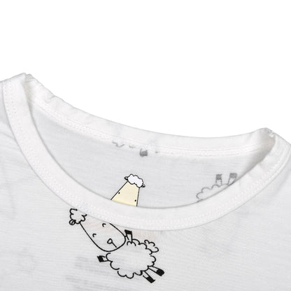 Baabaasheepz Tiered Dress Cute Big Star & Sheepz White / Dress Anak - 3-4 tahun