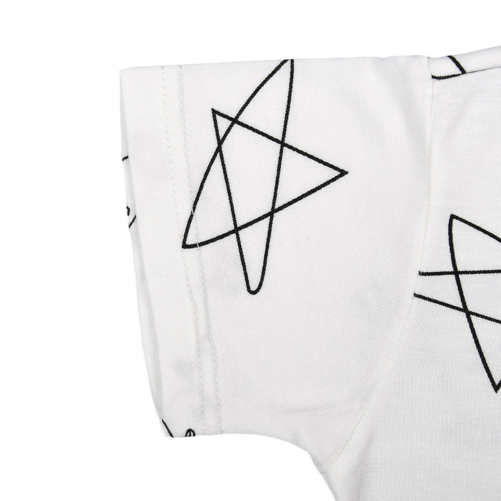 Baabaasheepz Romper Short Sleeve Cute Big Star & Sheepz White - 0-6 BULAN