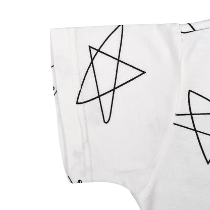 Baabaasheepz Romper Short Sleeve Cute Big Star & Sheepz White - 0-6 BULAN