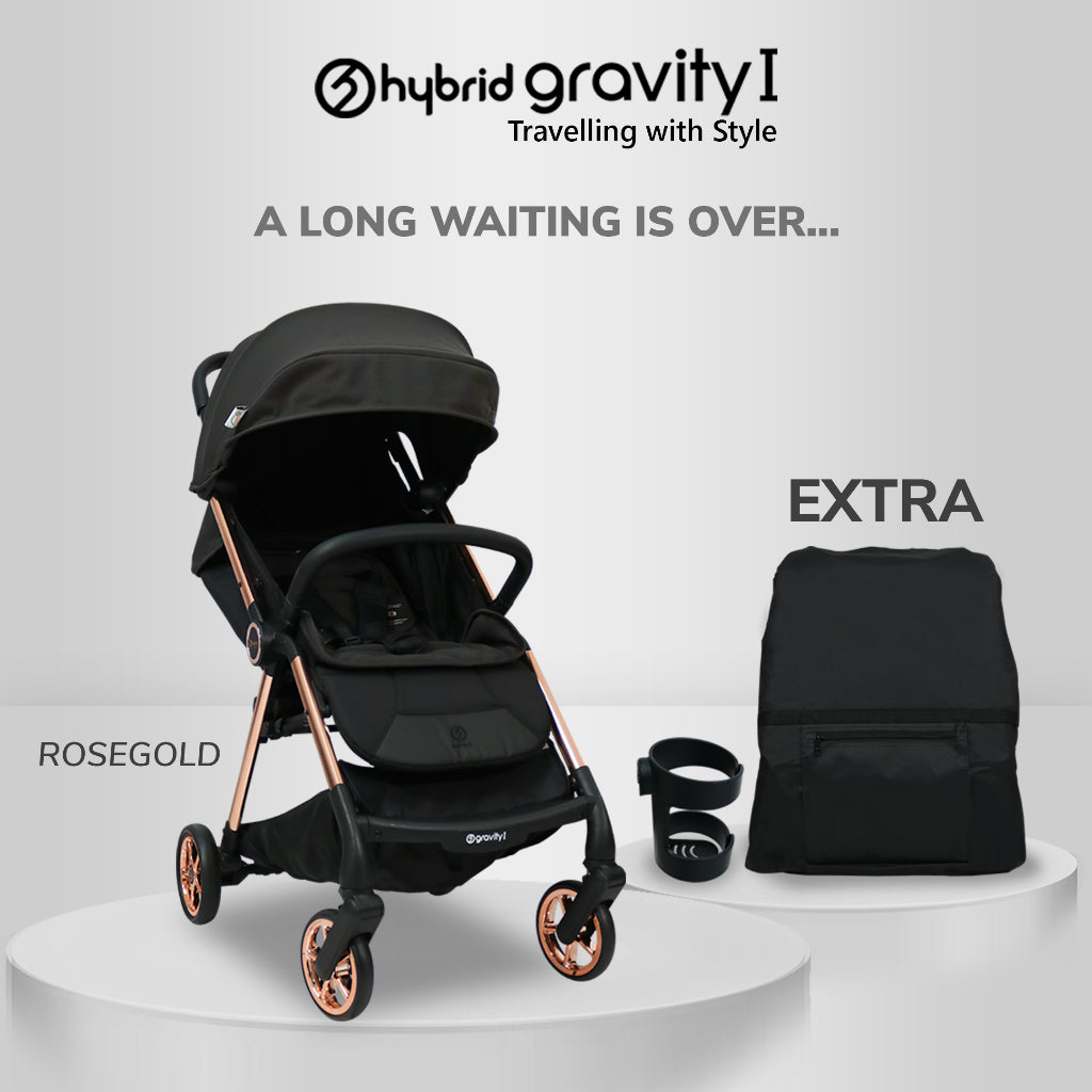 Hybrid Premium Gravity II Rose Gold Chassic (Free Bag Stroller + Cup Holder) / Stroller Anak