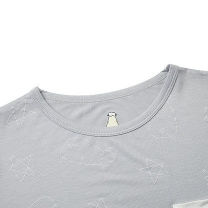 Baabaasheepz Tiered Dress Cute Big Star & Head Grey / Dress Anak - 3-4 tahun