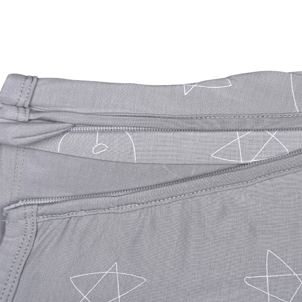 Baabaasheepz Romper Zip Cute Big Star & Head Grey / Romper Resleting - 0-6 BULAN