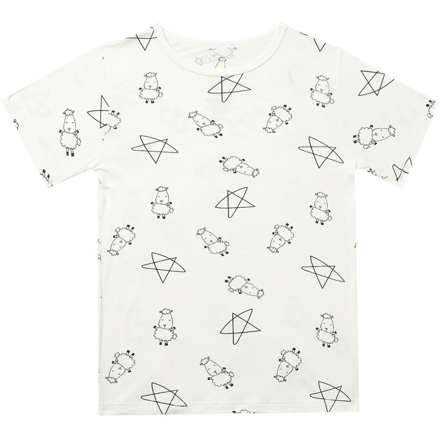 Baabaasheepz Pyjamas Set Short Sleeve Cute Big Star Sheepz White - 6-12BULAN