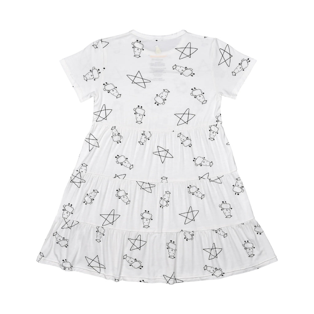 Baabaasheepz Tiered Dress Cute Big Star & Sheepz White / Dress Anak - 3-4 tahun