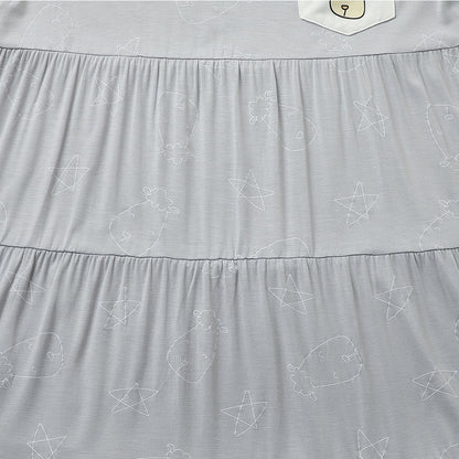 Baabaasheepz Tiered Dress Cute Big Star & Head Grey / Dress Anak - 3-4 tahun