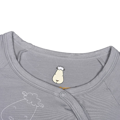 Baabaasheepz Romper Side Snap Cute Big Star Head Grey / Romper Kancing - 0-6 BULAN