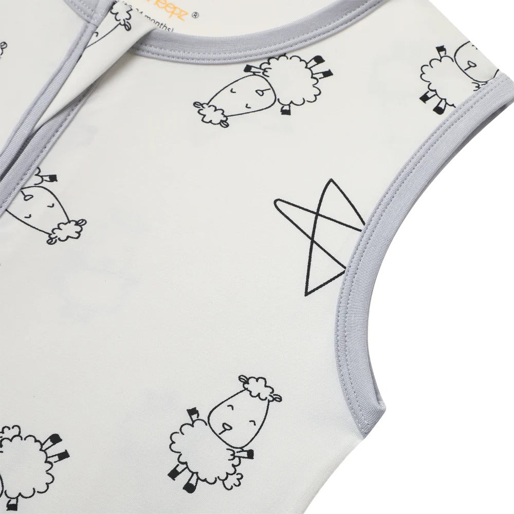 Baabaasheepz Wearable Blanket Zip Cute Big Star & Sheepz White - 0-6 BULAN