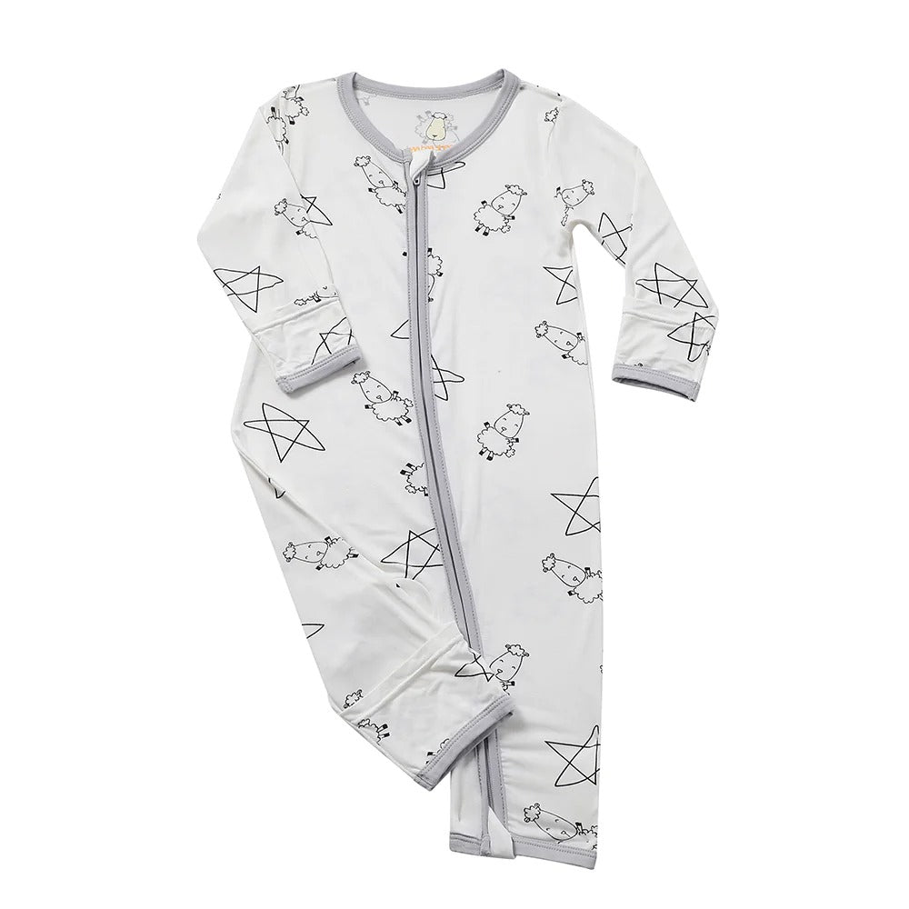 Baabaasheepz Romper Zip Cute Big Star & Sheepz White / Romper Zipper - 0-6 BULAN