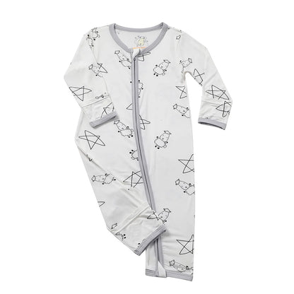 Baabaasheepz Romper Zip Cute Big Star & Sheepz White / Romper Zipper - 0-6 BULAN