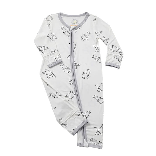 Baabaasheepz Romper Zip Cute Big Star & Sheepz White / Romper Zipper - 0-6 BULAN