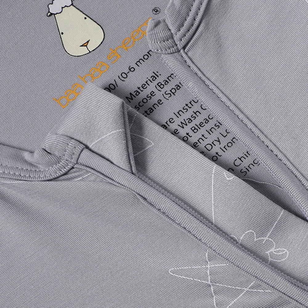 Baabaasheepz Romper Zip Cute Big Star & Head Grey / Romper Resleting - 0-6 BULAN