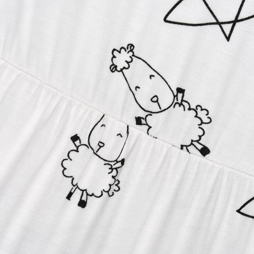 Baabaasheepz Tiered Dress Cute Big Star & Sheepz White / Dress Anak - 3-4 tahun