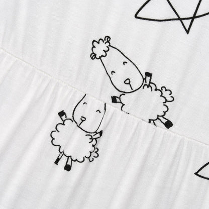 Baabaasheepz Tiered Dress Cute Big Star & Sheepz White / Dress Anak - 3-4 tahun