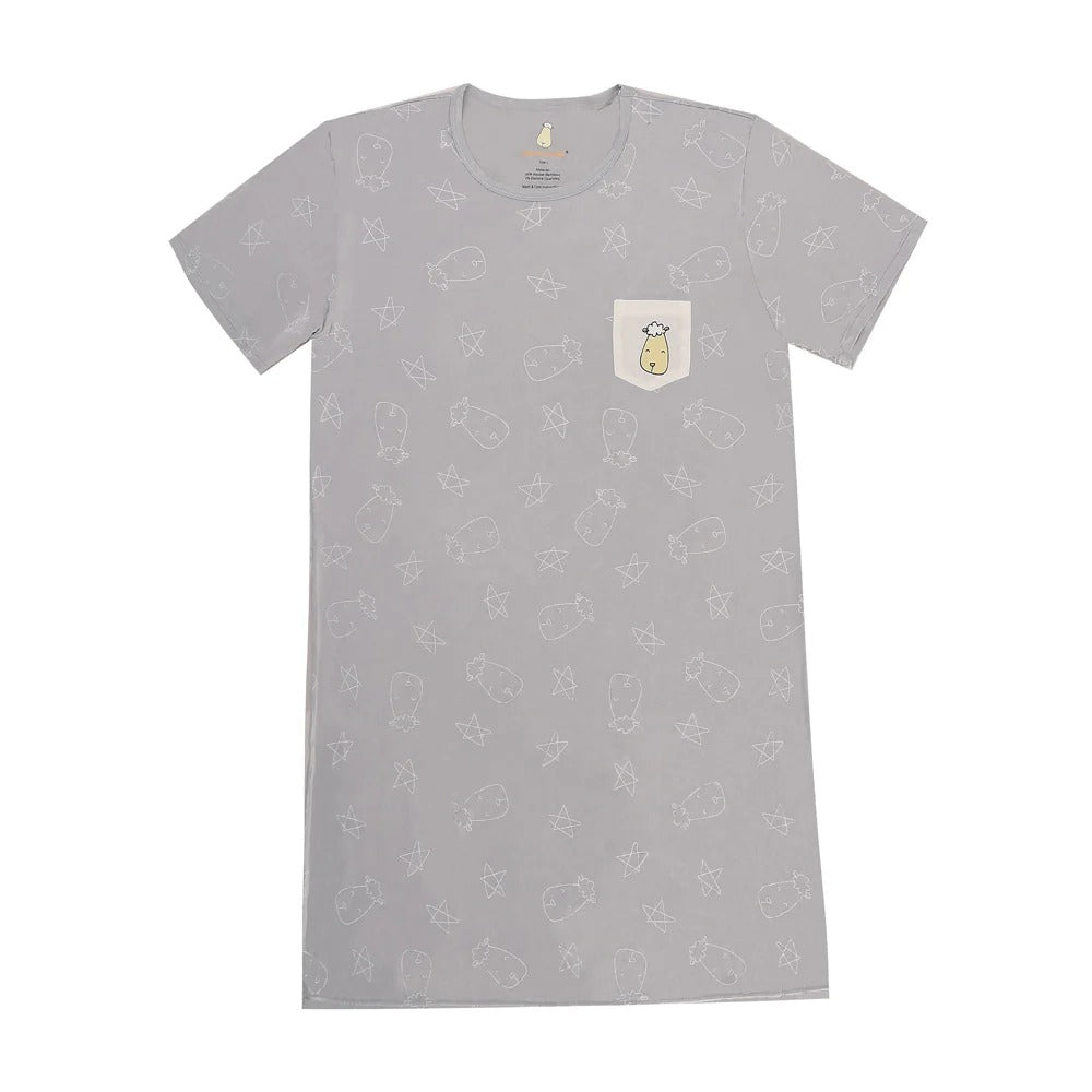 Baabaasheepz Women Dress Cute Big Star & Head Grey / Dress Dewasa