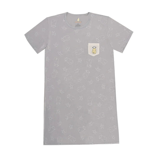 Baabaasheepz Women Dress Cute Big Star & Head Grey / Dress Dewasa