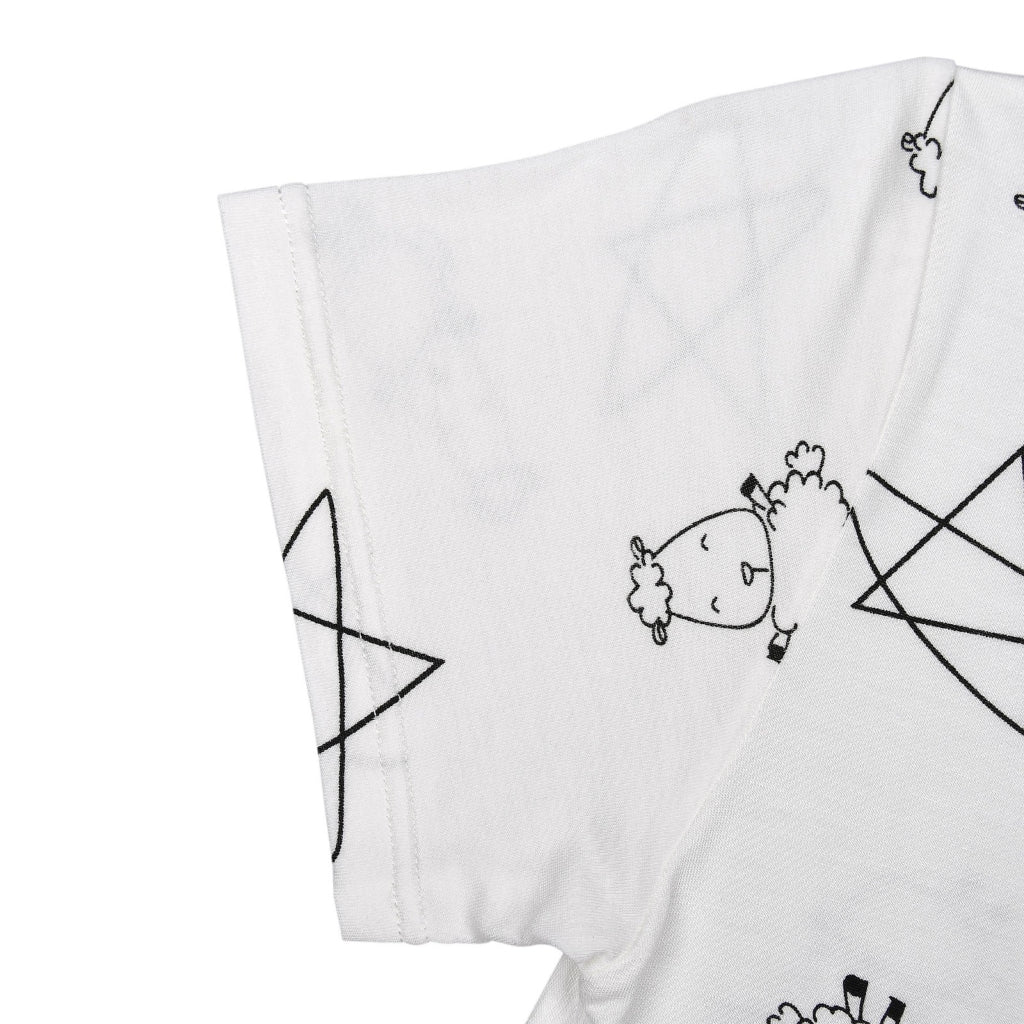 Baabaasheepz Tiered Dress Cute Big Star & Sheepz White / Dress Anak - 3-4 tahun