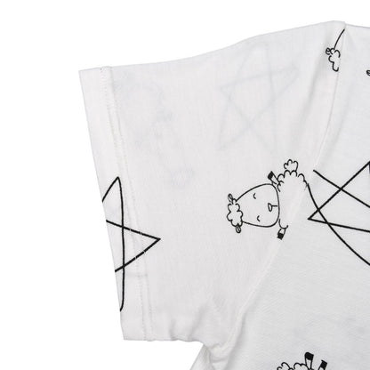 Baabaasheepz Tiered Dress Cute Big Star & Sheepz White / Dress Anak - 3-4 tahun