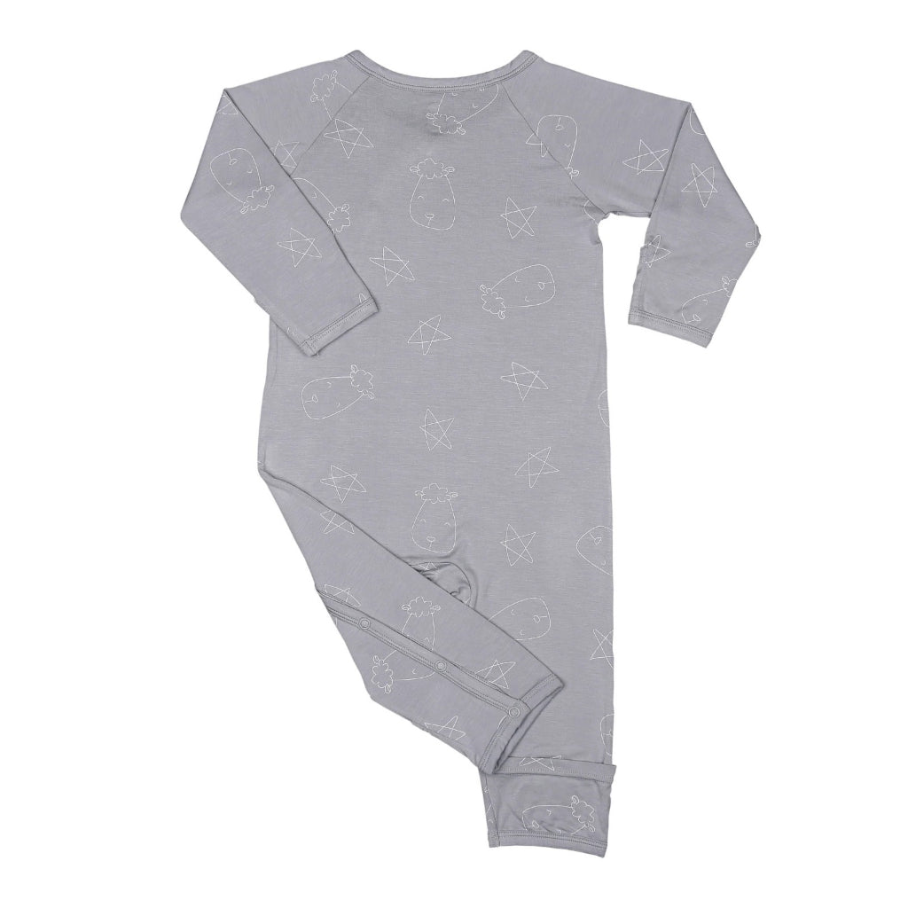 Baabaasheepz Romper Side Snap Cute Big Star Head Grey / Romper Kancing - 0-6 BULAN