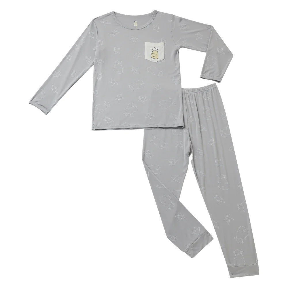 Baabaasheepz Pyjamas Set Cute Big Star & Head Grey / Piyama Anak