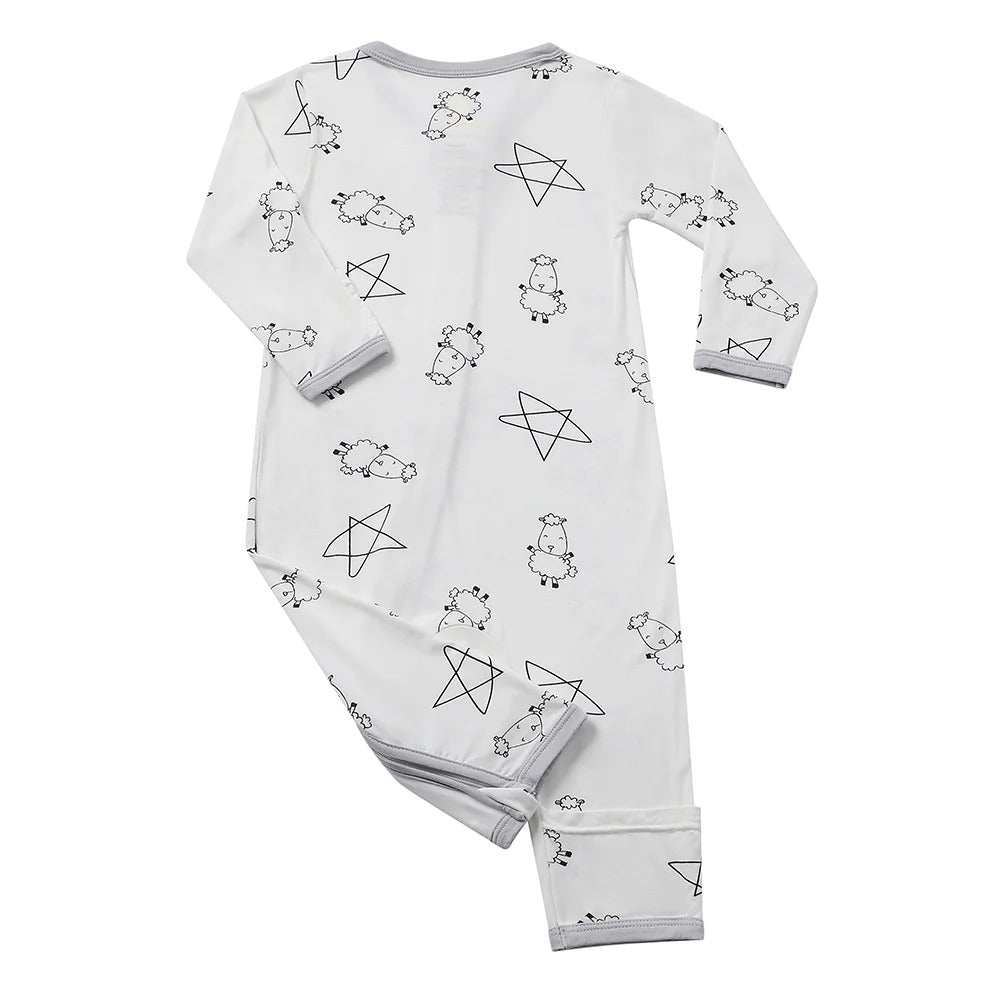 Baabaasheepz Romper Zip Cute Big Star & Sheepz White / Romper Zipper - 0-6 BULAN