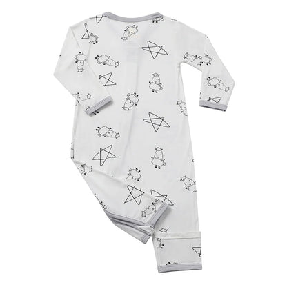 Baabaasheepz Romper Zip Cute Big Star & Sheepz White / Romper Zipper - 0-6 BULAN