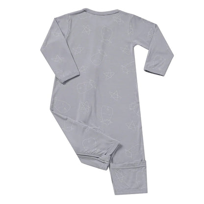Baabaasheepz Romper Zip Cute Big Star & Head Grey / Romper Resleting - 0-6 BULAN
