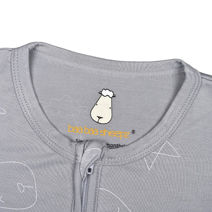 Baabaasheepz Romper Zip Cute Big Star & Head Grey / Romper Resleting - 0-6 BULAN